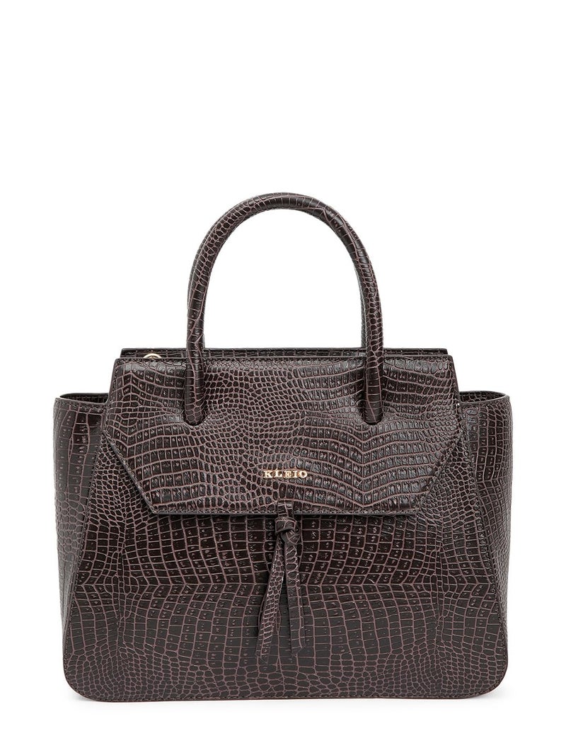 KLEIO Vegan Leather Handbag for Women & Girls - Croco Embossed Design - Image 5